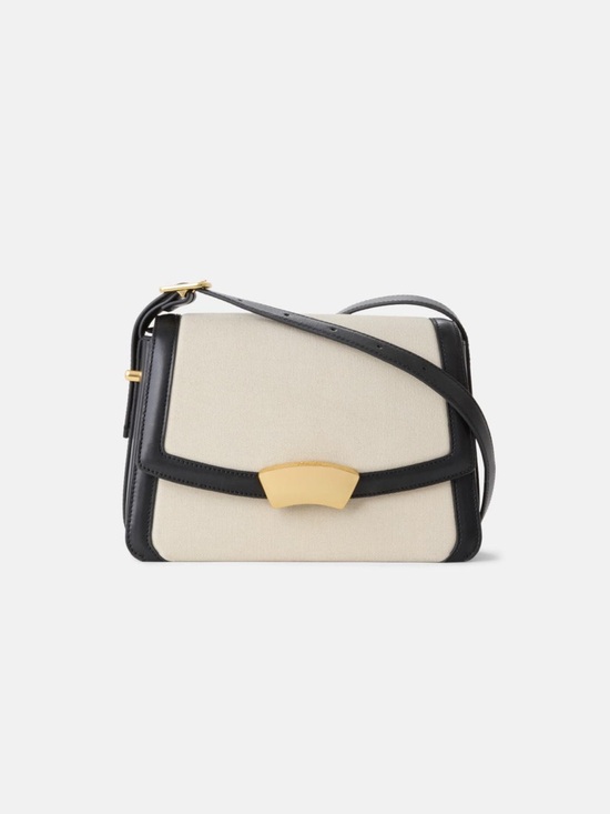 3.1 Phillip Lim Handbags - 3.1 Phillip Lim Cream and Black Leather-Trim Shoulder Bag with Gold Closure